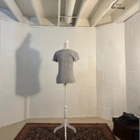 J. Crew Mercantile Black White Striped Studio Tee (Size:  XS) - Picture 2 of 4